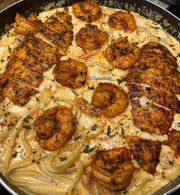 Cajun Chicken and Shrimp Alfredo Pasta