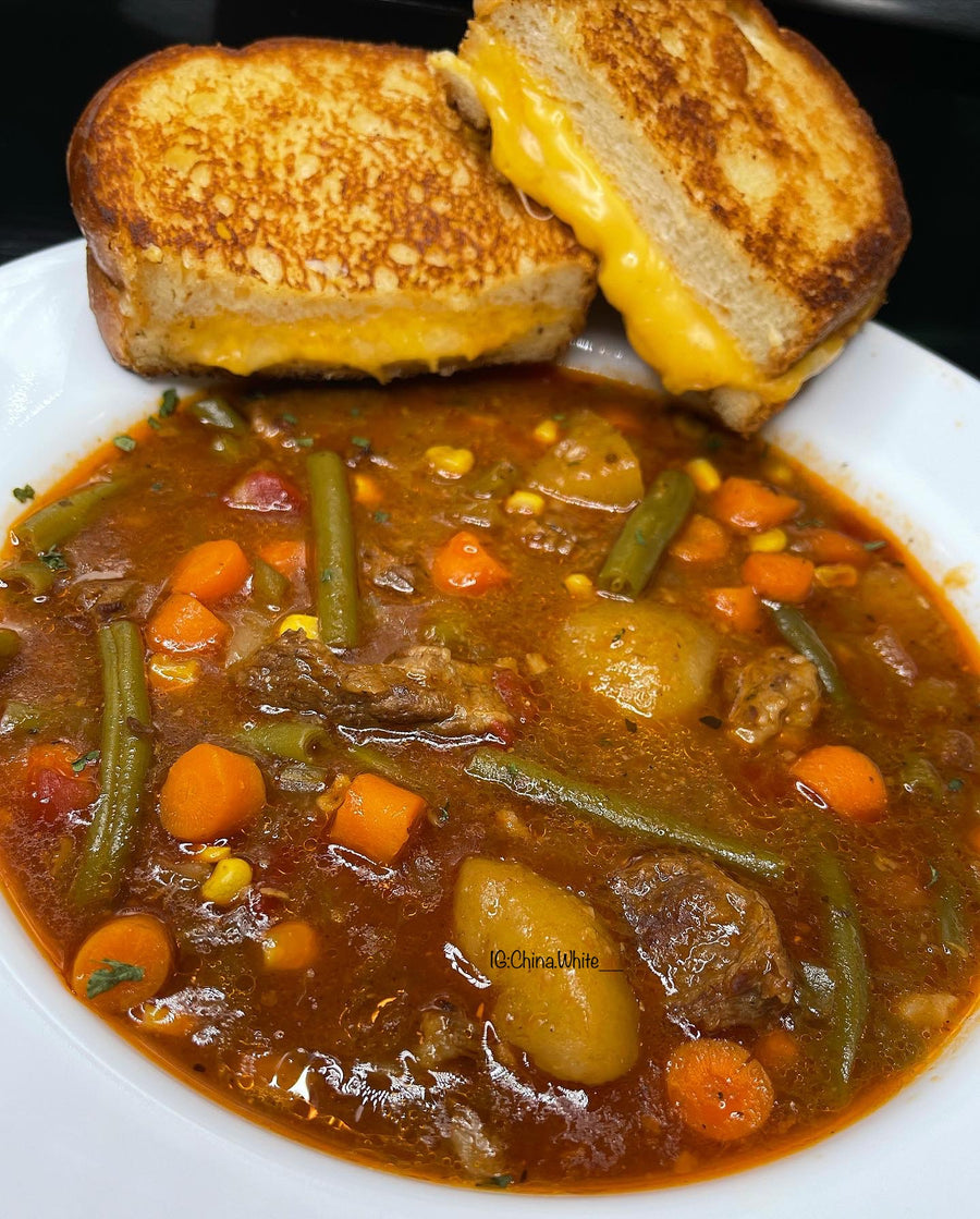 Pressure Cooker Vegetable Beef Soup Chef China White